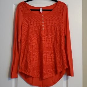 No Boundaries Red Long Sleeve Blouse